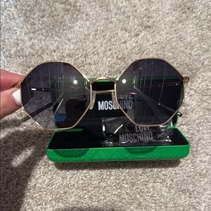 Love Moschino Gold Black Round Sunglasses
